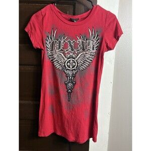 Pegasus Texas Wings Graphic Tee Womens M Red Studded Bling Shirt